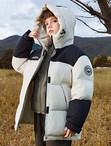  Infantil Unisexo Jaqueta de penas Jaqueta para atividades ao ar livre Casaco puffer agasalhos Bloco de cor Manga Longa IMPERMEÁVEL Mantenha Quente A prova de Vento Casaco Ao ar livre Diário Básico