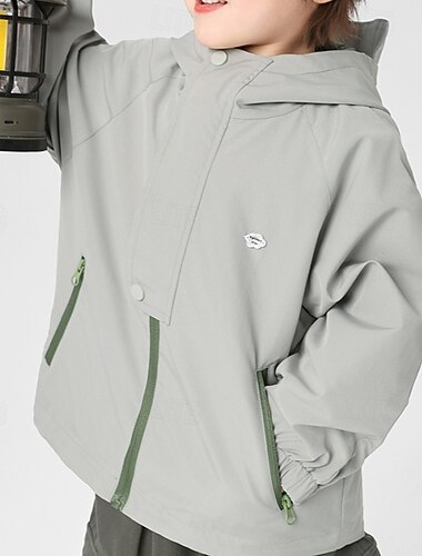  Barn Gutt Fleece-jakke Turjakke Utendørsjakke Yttertøy Helfarge Langermet Glidelås Frakk utendørs Mote Daglig Aske-farget Ametyst Vår Høst 4 år +