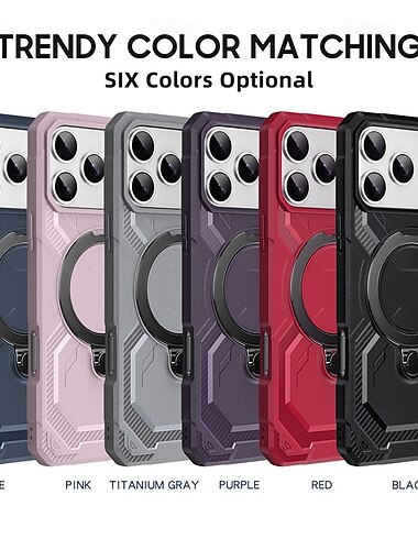  puhelin Etui Käyttötarkoitus iPhone 17 Air 16 15 14 Pro Max Plus 16e 13 Pro Max Takakuori Tukee langatonta latausta Tukijalka Iskunkestävä Panssari PC
