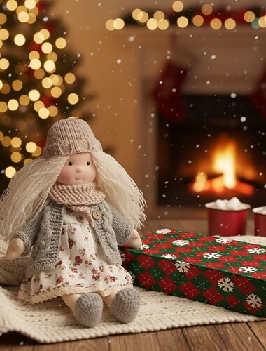  Håndlaget waldorfdukke til babyjente med koselige klær - 11,8 tommers myk plysjdukke med gaveeske for småbarn, ideell julegave til jenter og barn