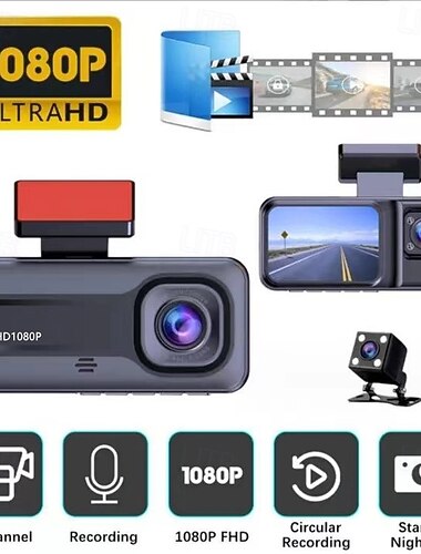  1080p Full HD / Registrazione automatica all'avvio Automobile DVR 90 Gradi Angolo ampio CMOS 2 pollice IPS Dash Cam con Registrazione in loop / Registrazione veloce / Video + foto 4 LED a infrarossi