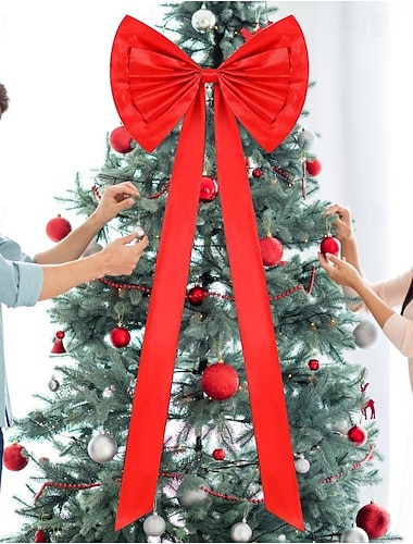  1,8 m suuret joulurusetit joulukuusen koristeeksi iso punainen samettinen rusetti ikkunaan, etuovelle, kuistille, sisä- ja ulkotiloihin, kotiin, huoneeseen, juhliin, roikkuva joulukoristeet