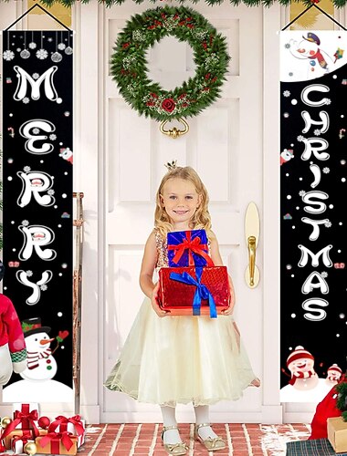  Σετ Κρεμαστής Σημαίας Χριστουγεννιάτικης Διακόσμησης 3-Τμχ Σημαία Βεράντας Γιορτινή Σημαία Πόρτας Διακοσμητικά Χριστουγεννιάτικης Γιορτής Κρεμαστή Διακόσμηση Εποχής