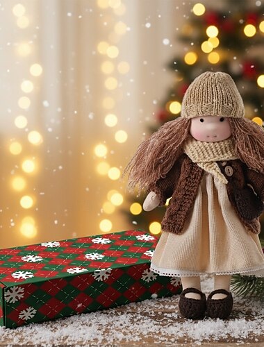  Håndlaget waldorfdukke til babyjente med koselige klær - 11,8 tommers myk plysjdukke med gaveeske for småbarn, ideell julegave til jenter og barn