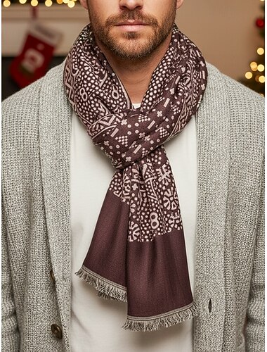  Pánský bavlněný zimní šátek s etnickým paisley vzorem, měkký a lehký šál, vánoční dárek pro něj, nošení na volný čas a svátky