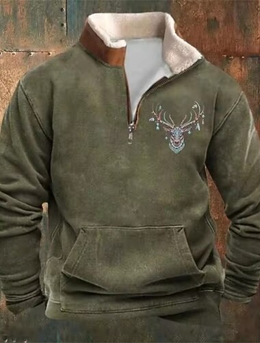  Homens Moletom Moletom de lã Estacionar Moletom com zíper Moletom de caça Preto Verde Tropa Azul Marinha Colarinho Clerical Tecido Patchwork Desportos e Ar livre Casual Diário Roupa de rua Legal
