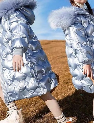  Dzieci Dla dziewczynek Kurtka puchowa Kurtka outdoorowa Jednokolorowe Moda Zatrzymujący ciepło Odporność na działanie wiatru Na zewnątrz Płaszcz Odzież wierzchnia 4-12 lat Jesień Czarny Szampański