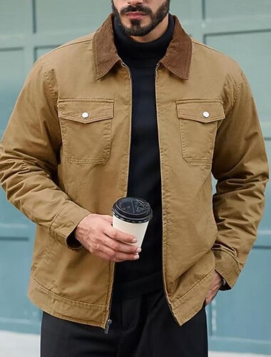 رجالي سترة البضائع جاكيت كاجوال عطلة مناسب للبس اليومي الدفء جيب الربيع الخريف سهل موضة كلاسيكي Lapel عادية أسود أزرق البحرية بني أخضر كاكي جاكتس