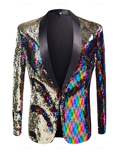  Férfi Blézer dzseki Sálhajtóka Buli Minta Színes Szabott