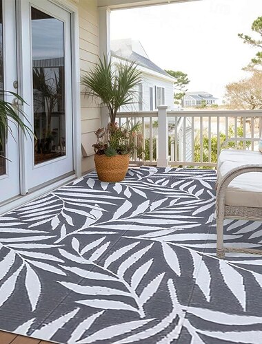  utendørs teppe for terrasserydding, vanntett stor matte, vendbare plastcampingtepper, veranda, dekk, campingvogn, balkong, bakgård,