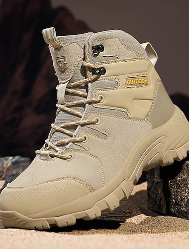  Муж. Ботинки Рабочие ботинки Для пешеходного туризма Для прогулок Спортивные на открытом воздухе Повседневные Полиуретан Удобный Сапоги до середины икры Шнуровка Черный Зеленый Хаки Весна Осень