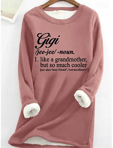  Dame Genser med genser Grafisk Bokstaver Varm Fritid fuzzy Langermet Crew-hals Rund hals Lange topper Gate Avslappet Svart Rosa Rød Blå Grå Vår Høst Vinter