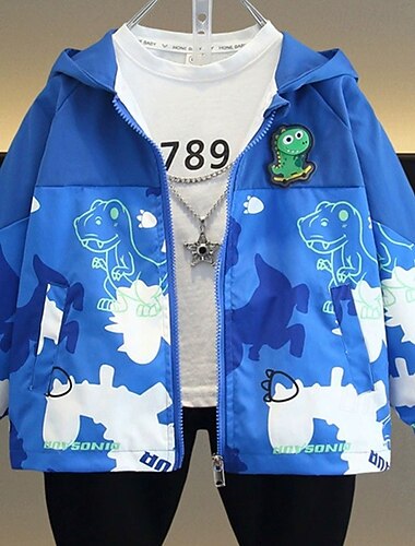  Bambini Ragazzi Giubbino da escursione Giacca da esterno Giacche da baseball Capispalla Blocco di colori Manica Lunga Cerniera Cappotto All'aperto Moda Quotidiano Azzurro Foglia Primavera Autunno Dai