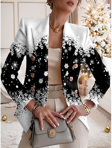 سترة نسائية لعيد الميلاد مريحة قابلة للتنفس بأزرار مطبوعة أنيقة غير رسمية هندسية للشارع غير رسمية للارتداء اليومي مزدوج الصدر قصير الشق ياقة عادية مقاس عادي كم طويل ملابس خارجية أبيض أحمر أخضر خريفي   سترة نسائية لعيد الميلاد مريحة قابلة للتنفس بأزرار مطبوعة أنيقة غير رسمية هندسية للشارع غير رسمية للارتداء اليومي مزدوج الصدر قصير الشق ياقة عادية مقاس عادي كم طويل ملابس خارجية أبيض أحمر أخضر خريفي