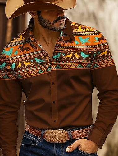 Férfi Mértani Indiai kultúra Navajo minta Ing Nyugati ing Gombos póló Hosszú ujj Vintage Retro Szabadtéri Hétköznapi Munkaruha Tavasz Ősz Térfogatcsökkenés 3D nyomtatás galléros ingek Sötétvörös   Férfi Mértani Indiai kultúra Navajo minta Ing Nyugati ing Gombos póló Hosszú ujj Vintage Retro Szabadtéri Hétköznapi Munkaruha Tavasz Ősz Térfogatcsökkenés 3D nyomtatás galléros ingek Sötétvörös