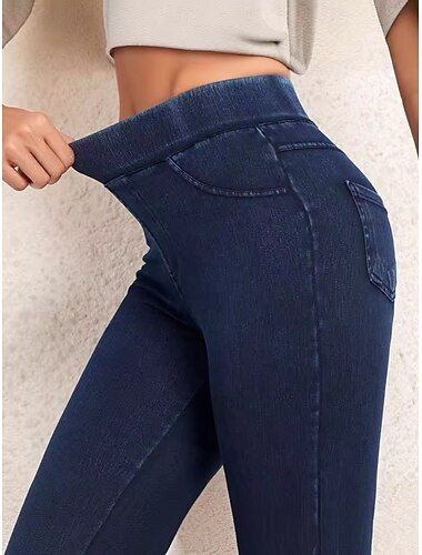  Mulheres calças justas Leggings Shorts Anti Fricção Férias Vintage Estilo Étnico Comprimento total Cintura Alta Côr Sólida Corte alto Térmico / Quente Conforto Elasticidade Alta Ao ar livre Férias Rua