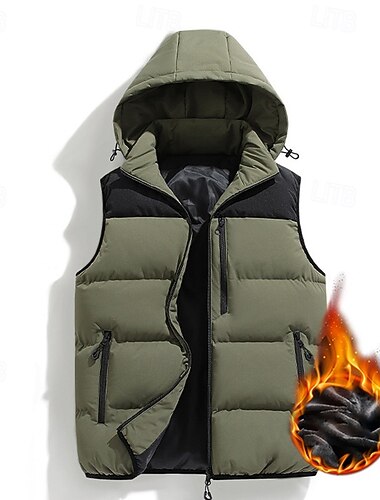  Hombre Chaleco para senderismo Chaleco acolchado Sin Mangas Chaleco Al aire libre Mantiene abrigado Invierno Cremallera Bolsillo Poliéster Negro Blanco Verde Caza Pesca Escalada