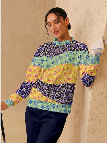  Femmes Sweat-shirt de golf Jaune manche longue Top Vêtements de golf pour femmes, tenues, vêtements