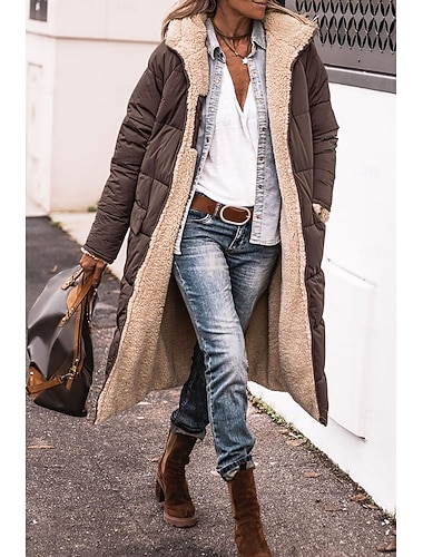  Per donna Cappotto Invernale Giacca trapuntata Antivento Caldo Tasca Apertura anteriore Vintage Quotidiano Casual Semplice Regali di Natale Vacanza Casuale Quotidiano Aperto davanti Lungo Con