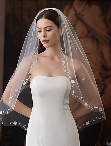  Une Seule Couche Contemporain / Élégant / Style Classique Voiles de Mariée Voiles Longueur Coude avec Couleur unie 35,43 dans (90cm) Tulle