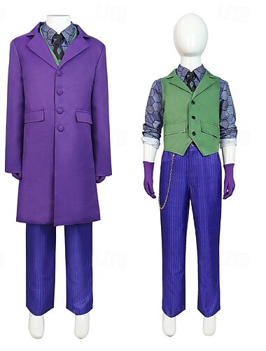  Disfraz de payaso Joker 2, disfraz de payaso Joker, disfraz de fiesta de disfraces, disfraz de Halloween, cosplay de película para carnaval infantil.