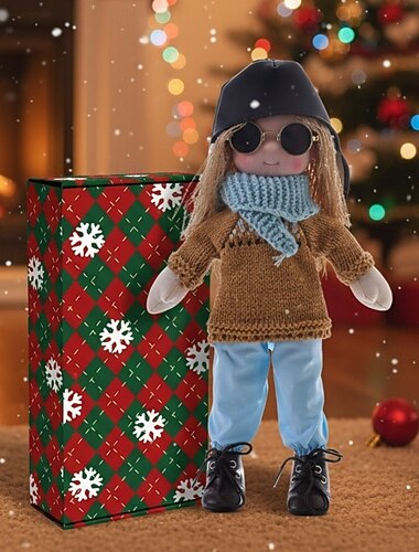  Håndlaget Waldorf dukke babyjente med koselige klær - 30 cm myk plysj dukke med gaveeske småbarn Ideelle julegaver barnebarn jenter