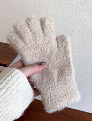  Dame 1 par Fingerspisser / Vinterhansker Gatemote / Utendørs Hansker - Ensfarget Full Finger