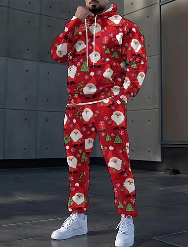 Weihnachten Herren Jeder Schneeflocken 2St 3D Sweatshirt-Sets Trainingsanzug Kapuzensweatshirt Langarm Lange Hosen Mit Kapuze Alltagstauglich Athleisure Täglich Ferien 3D-Druck Frühling Herbst Winter   Weihnachten Herren Jeder Schneeflocken 2St 3D Sweatshirt-Sets Trainingsanzug Kapuzensweatshirt Langarm Lange Hosen Mit Kapuze Alltagstauglich Athleisure Täglich Ferien 3D-Druck Frühling Herbst Winter