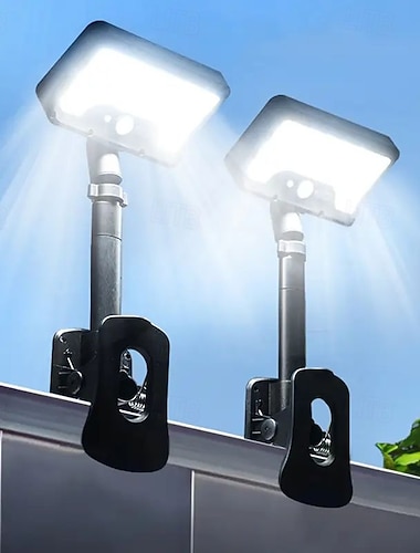  Lot de 2 appliques murales solaires 92 LED IP65, étanches, avec détecteur de mouvement, installation pratique à clipser, idéales pour l'éclairage de cour, de garage et de clôture, décoration