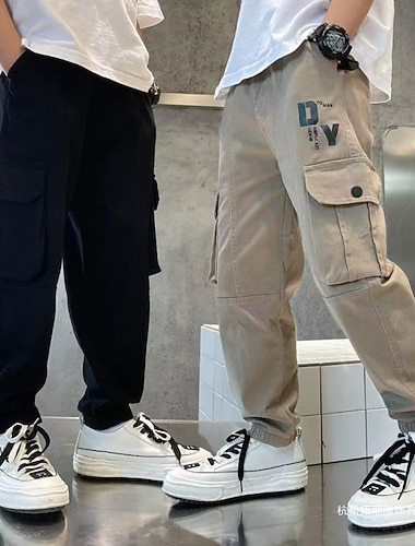 Bambino Da ragazzo Pantaloni I pantaloni Tasche Tinta unica Alfabetico Comfort Pantaloni Scuola Di tendenza Fantastico Nero Cachi Vita media   Bambino Da ragazzo Pantaloni I pantaloni Tasche Tinta unica Alfabetico Comfort Pantaloni Scuola Di tendenza Fantastico Nero Cachi Vita media