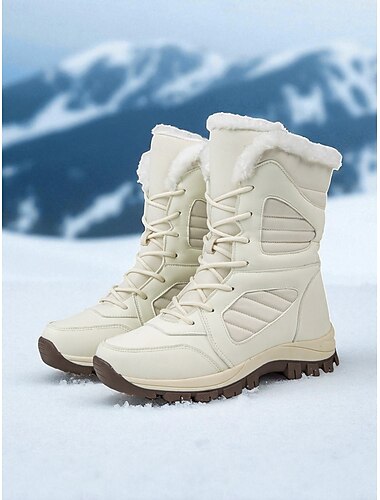  wasserdichte Damen-Wanderstiefel mit Fellfutter, warme Schneestiefel für verschneite Winterabenteuer und Outdoor-Aktivitäten