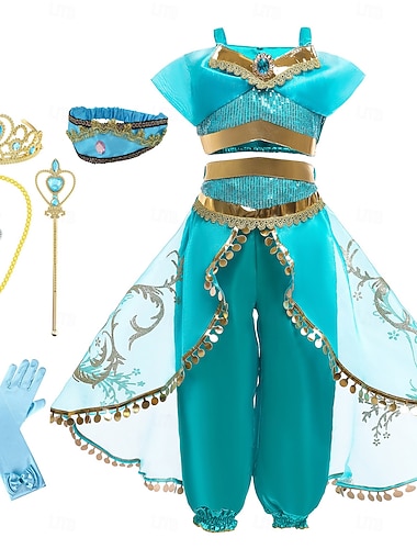 Aladin a kouzelná lampa, pohádkový kostým princezny Jasmínové, taneční kostýmy, dívčí filmové cosplay, halloween, karneval, maškarní, kostýmy na Světový den knihy   Aladin a kouzelná lampa, pohádkový kostým princezny Jasmínové, taneční kostýmy, dívčí filmové cosplay, halloween, karneval, maškarní, kostýmy na Světový den knihy