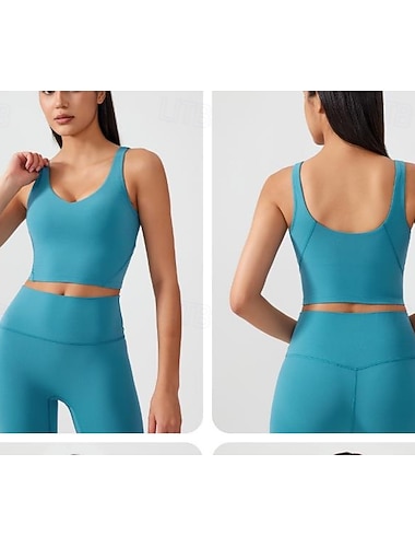  בגדי ריקוד נשים גופיית יוגה קרופ חזיות ספורט תחתונים תמיכה בינונית עֵירוֹם צבע אחיד / רגיל ספורט לבוש אקטיבי כסף שחור פילאטיס זומבה ריצה