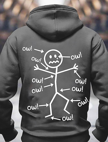  Moletom Engraçado com Figura de Pauzinho para Homens Humor Relacionável de Dor Pulôver de Manga Longa