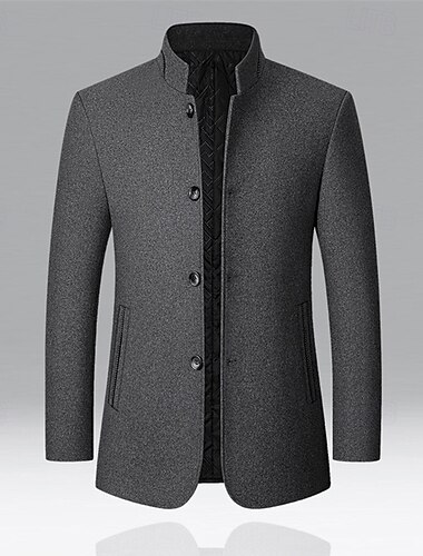  رجالي معطف الطاووس ترانش كوت عطلة مناسب للبس اليومي الخريف الشتاء بوليستر ضد الهواء ملابس خارجية ملابس موضة كلاسيكي سهل جيب مرتفعة صدر فردي