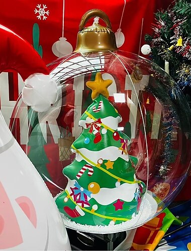  Oppblåsbar juleball utendørs, 60 cm (23,6 tommer), stor julepynt til tre, hage, plen, veranda, oppblåsbare baller, ornamenter