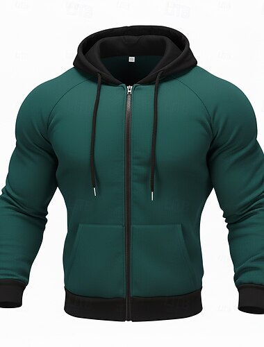  رجالي هودي بسحاب كامل زمم هودي شيربا غامض هوديي الصوف أسود أحمر أخضر رمادي فاتح رمادي غامق مع قبعة سهل إحزم سحاب جيب الرياضة & في الخارج مناسب للبس اليومي عطلة نهاية الاسبوع بوليستر عتيق كوول كاجوال