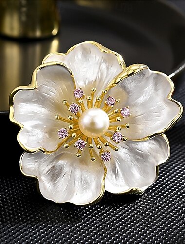  Броши Классический Ретро геометрический Цветы Элегантный стиль Мода На заказ Простой Брошь Бижутерия Белый Назначение Свадьба Для вечеринок Подарок Обручение Выпускной фестиваль
