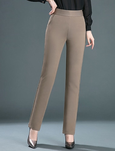  Per donna Chinos Dritto Vacanza Vintage Streetwear Lunghezza intera Vita media Semplice Tasca Elastico in vita Confortevole Micro-elastico All'aperto Vacanza Quotidiano Cammello Nero Blu marino scuro