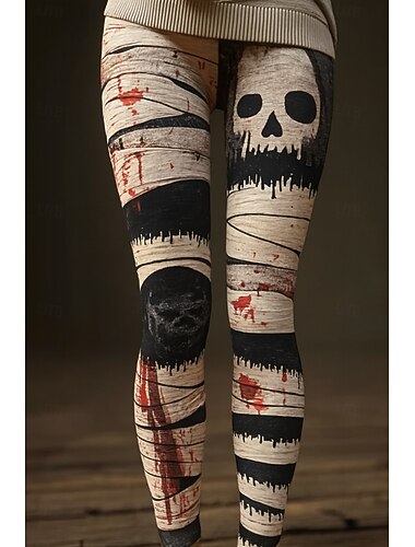  Női Leggingsnyar Vintage Etnikai Stílus Teljes Hossz Magas Derék Grafikus Koponya 3D Nyomtatás Gyors Száradás Légies Puha Nyújtható Formális Szabadtéri Nyaralás Fekete Fehér Piros Ősz Karcsú Fit