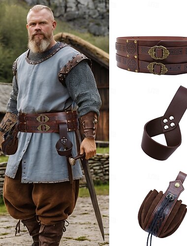  レトリ／ヴィンテージ 中世 ルネッサンス 武器＆鎧 ウエストベルト 肩アーマー 戦士 バイキング 仮装 男性用 バイキング ハロウィーン カーニバル 性能 LARP レンフェア 大人