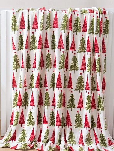  Festlig burgunderfarget reinsdyrjuleteppe, mykt flanellpledd til sofa, dekorasjon og gave til feriehjemmet