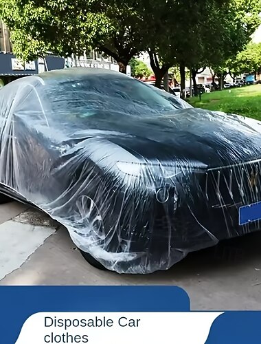  Universal Clear Car Cover - Heavy-Duty PE Film Dustproof & UV Protection Scratch-Resistant Transparent Full Coverage for All-Weather Protection Indoor/Outdoor Use