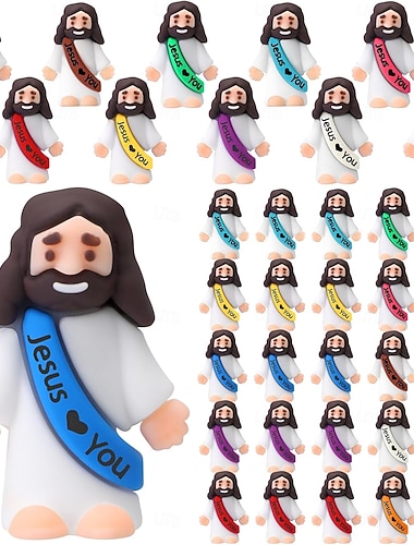  50/100 kpl pieniä Jeesus-hahmoja, alkuperäinen design, Jeesus rakastaa sinua, miniatyyrikumilelut piilosta, joulu, uskonnolliset juhlalahjat, pyhäkoulun kastelahjat (kirkkaanväriset)