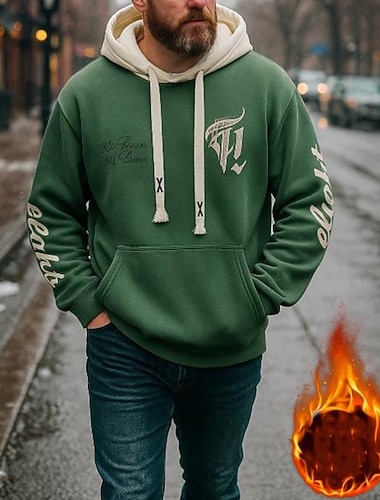  Homens Gráfico Moletom Lounge Hoodie Moletom de lã Outono/Inverno Manga Longa Roupa Esportiva Academia Corrida Exterior Ginástica Preto Verde Cáqui Roupa de esporte Roupas Esportivas