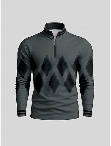  Miesten Poolopaita Tumman harmaa Pitkähihainen Topit Golfasut Vaatteet Asut Wear Apparel