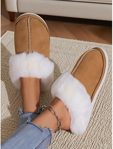  pantofole da donna marroni comode – pantofole da casa calde da interno foderate in pile scamosciato sintetico per l'inverno e il comfort domestico