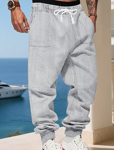  Herren Jogginghose Hose Jacquard Kordelzug Tasche Einfach Komfort Sport im Freien Täglich Mode Lässig Schwarz Weiß Mikroelastisch