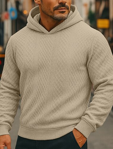  Herren Kapuzensweatshirt Pullover Kapuzensweatshirt Schwarz Weiß Armeegrün Khaki Grau Mit Kapuze Einfach Strukturiert Sport & Outdoor Lässig Täglich Streetwear Cool Sportbekleidung Frühling & Herbst