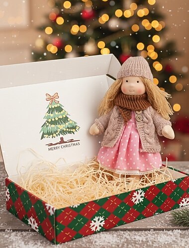  Boneca Waldorf feita à mão menina bebê com roupas aconchegantes - Boneca de pelúcia macia de 11,8 polegadas com caixa de presente para crianças pequenas presentes de Natal ideais para netas